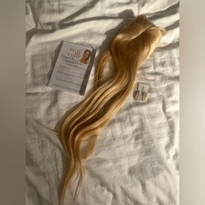 Blonde Human hair topper with bangs